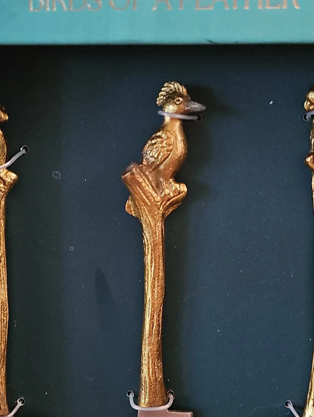 Anthropologie Gold Bird-Handled  Set Of 3 Cheese Knives